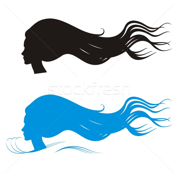 600x599 Long Hair Beauty Silhouettes Vector Illustration Housebrasil