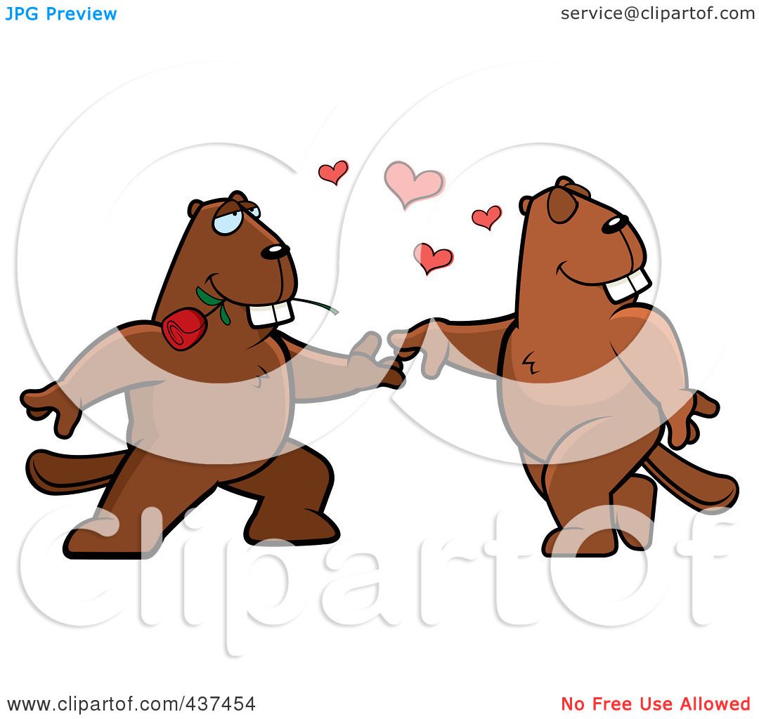 1080x1024 Royalty Free (Rf) Clipart Illustration Of Beaver Couple Doing