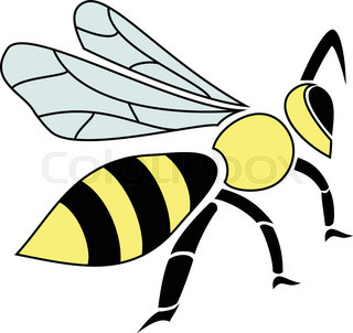 320x302 Vector Silhouette Of The Bee On White Background Stock Vector