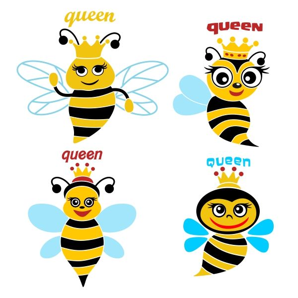 600x600 Queen Bee Cuttable Design Cut File. Vector, Clipart, Digital