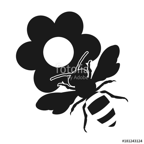 500x500 On The Flowers. Honey Bee. Flat Design Icon Stock Image