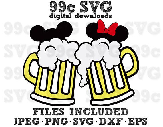 570x445 Mickey Minnie Beer Mugs Svg Dxf Png Vector Cut File Cricut Design