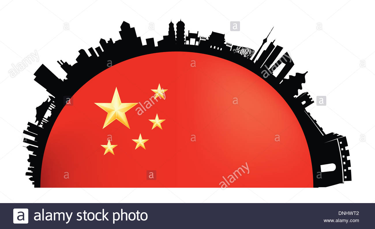 1300x795 Beijing City Skyline Atmosphere Silhouette Vector Artwork Stock