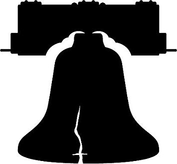 355x328 6 White Vinyl Liberty Bell Silhouette Design Die Cut