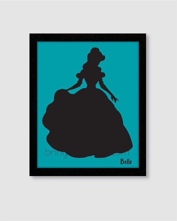 570x713 Princess Belle Silhouette Wall Art Print 8x10 For By Bringcolor