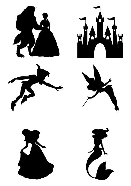 428x606 Disney Characters Silhouettes Wall Stickers Beauty And The Beast