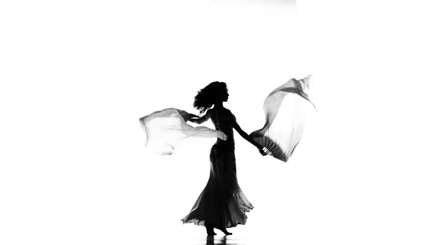 852x480 Exotic Belly Dancer Woman Starts Dance With Fans On White