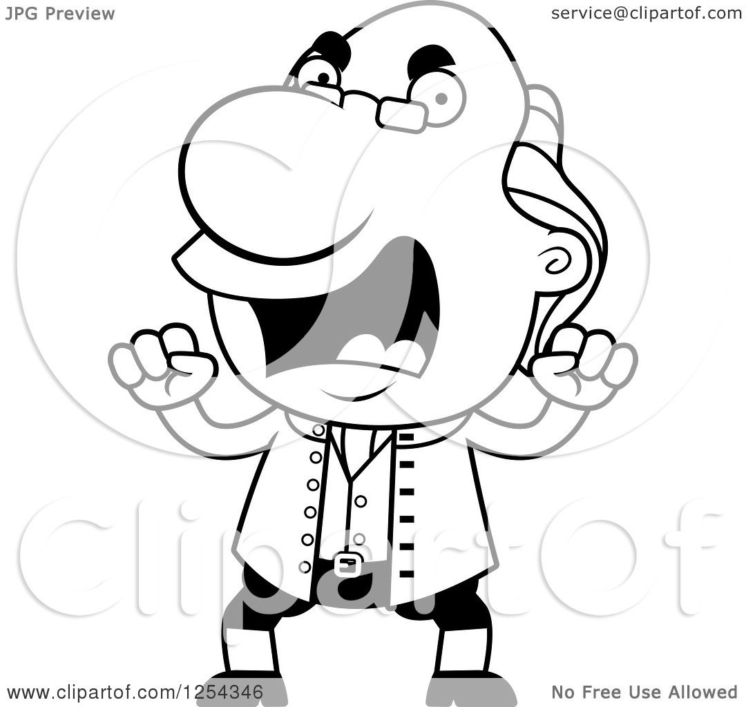 1080x1024 Clipart Of Black And White Mad Benjamin Franklin Waving Fists