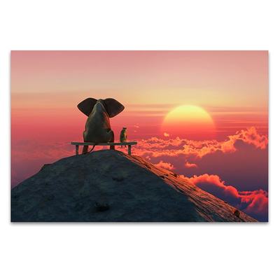 400x400 Best Friends Sunset Wall Art Print, Elephant Photos For Sale