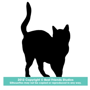 300x300 Standing Cat Silhouette Gifts, Stationery, Address Labels, Note
