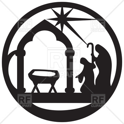 400x400 Adoration Of Magi Silhouette Icon. Scene Of Holy Bible Royalty
