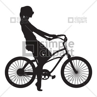 400x400 Silhouette Of Girl On Bike Vector Image