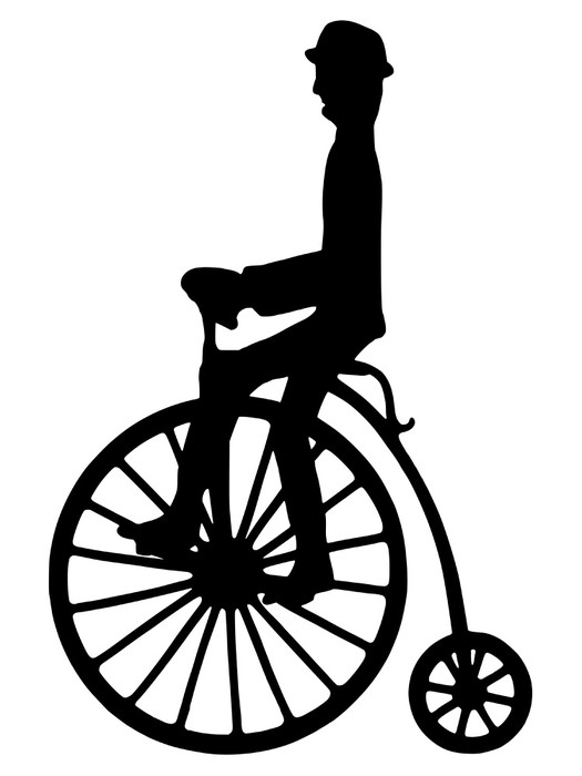 525x700 Vector Silhouette Of A Rider On An Old Fashioned Bicycle Sticker