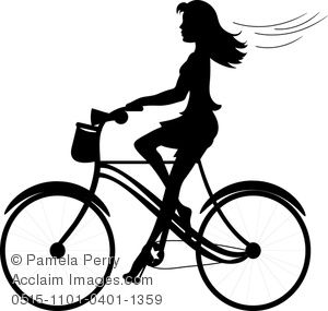300x285 Clip Art Image Of A Girl Riding A Bike Silhouette