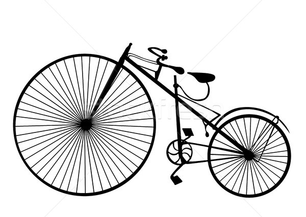 600x426 Retro Bicycle Silhouette Icon Isolated On White Background. Vect