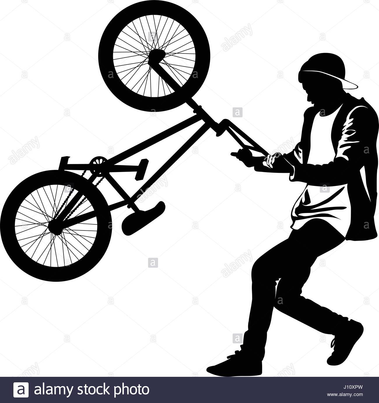1300x1385 Silhouette Of A Teenager With A Bicycle Standing On The Rear Wheel