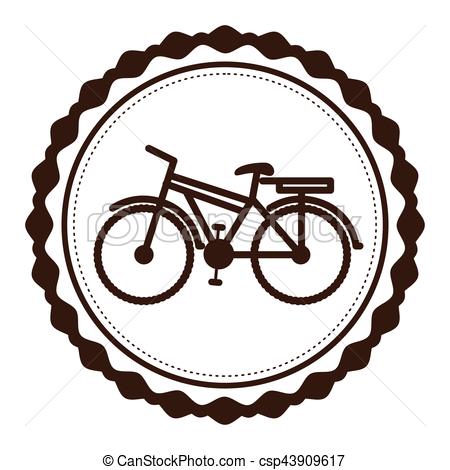 450x470 Silhouette Brown Of Bicycle With Basket In Round Frame Vector