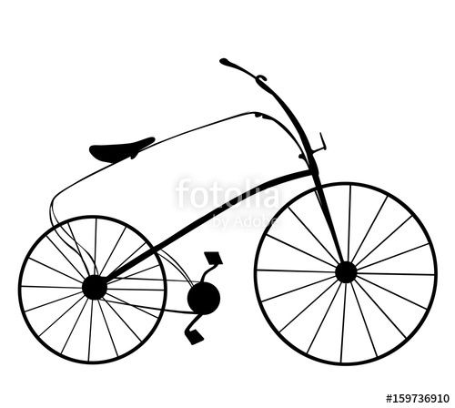 500x448 Vector Victorian Retro Bicycle Silhouette Isolated On White