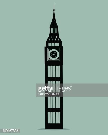 371x463 Big Ben London Black Silhouette Vector Illustration Stock Vectors