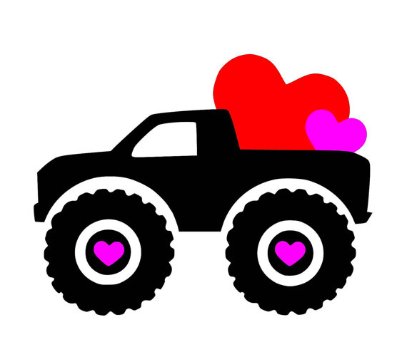570x480 Hearts Truck Big Tires Svg Pdf Png Jpg Dxf Eps File