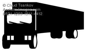 300x180 Clipart Illustration Of Big Rig Semi Truck In Silhouette