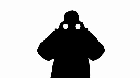 480x268 Guard Looks Through Binoculars Silhouette ~ Footage