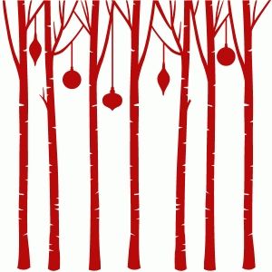 300x300 Birch Tree Circle Ornament Silhouette Design, Silhouettes