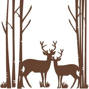 300x300 Birch Trees With Deer Silhouette Design, Silhouettes And Glass