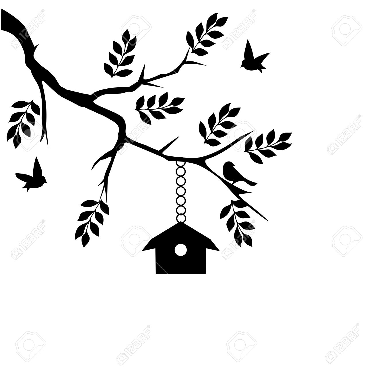 1279x1300 Bird House Clipart Tree Branch Clip Art