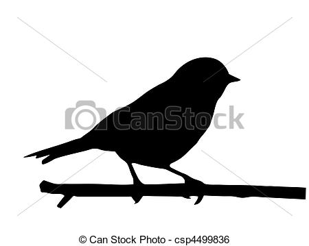 450x359 Vector Silhouette Of The Small Bird On Branch Clip Art Vector