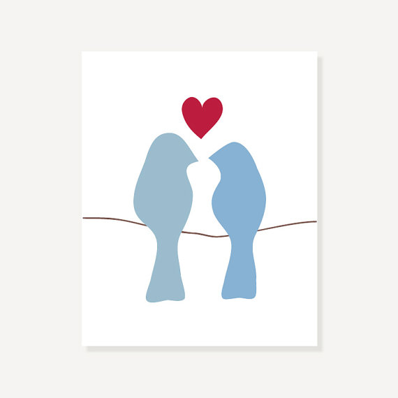 570x570 Two Birds In Love Art Print Lovebirds On A Wire Poster Bird