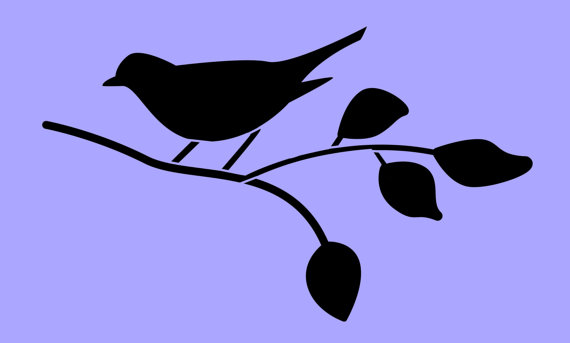 570x343 Stencil Bird On Branch Silhouette 8x4.8