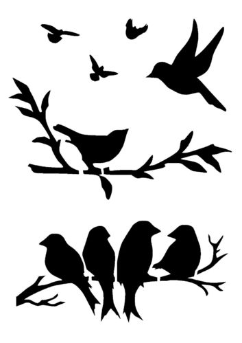353x499 Birds Stencil 3