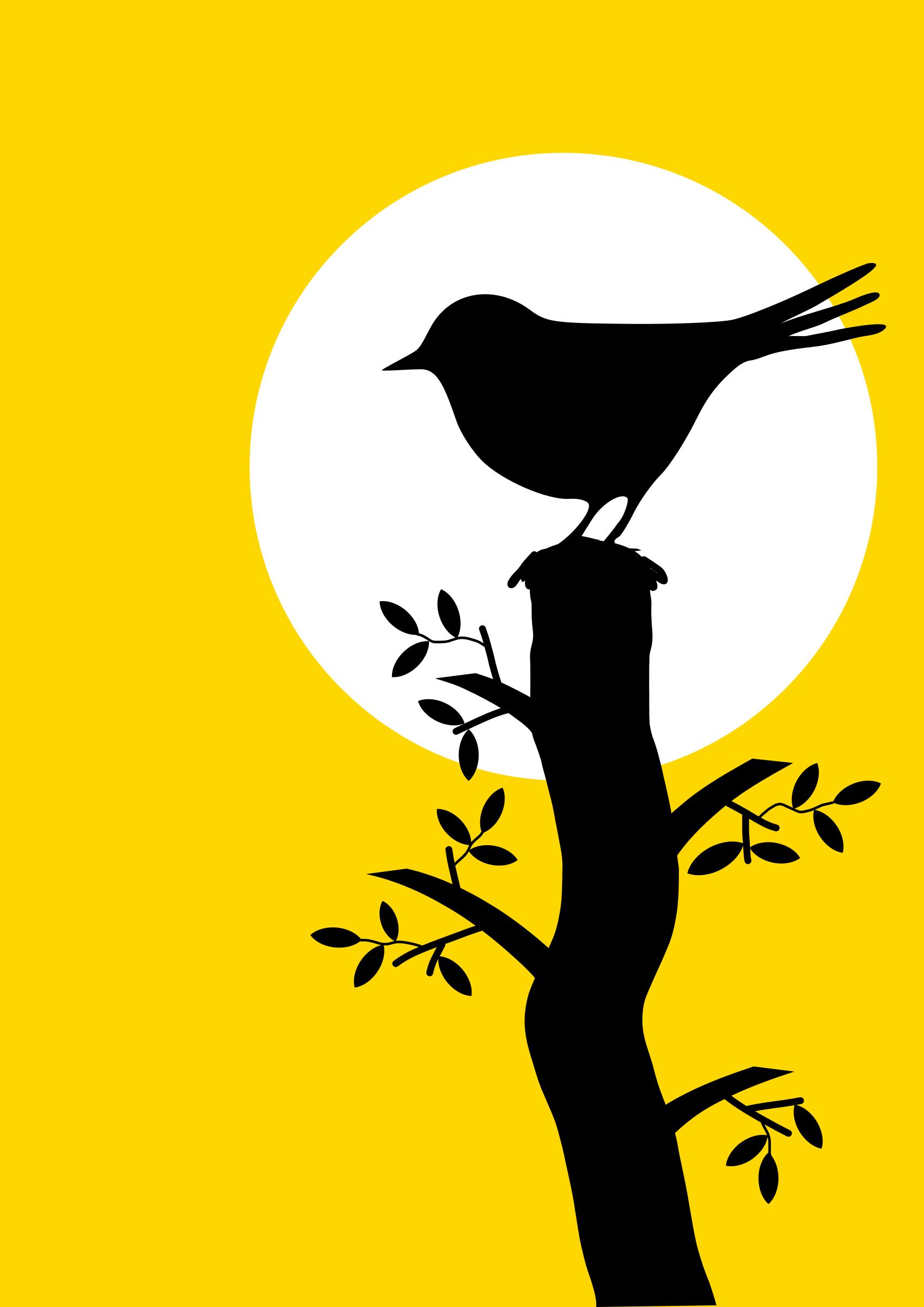1697x2400 Silhouette With Bird And Tree Icons Png