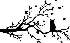 236x146 Vector Silhouettes Of Two Cats Twisting Tails In A Tree