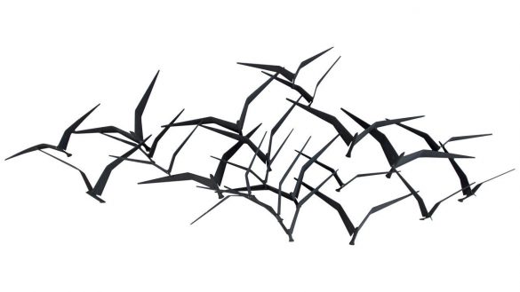 585x329 Super Cool Metal Bird Wall Art Birdcage Silhouette Flying Decor