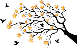 320x202 Tree Silhouette And Bird Stock Vector Colourbox