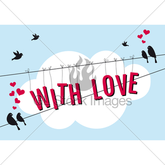 325x325 Birds Sitting On Wire, Vector Background Gl Stock Images