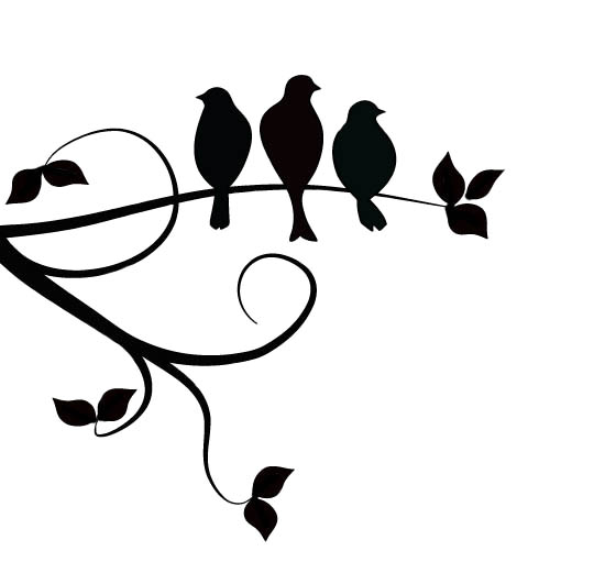 550x521 Three Birds On A Branch Silhouette Cross Stitch Pattern Food