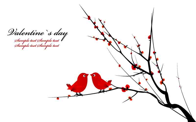 800x500 A Pair Of Birds On Branches Vector Free Vector 4vector