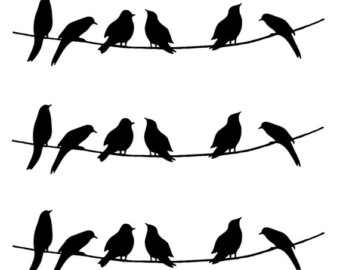 340x270 Birds On Wire Split Monogram Frame. Machine Embroidery Design