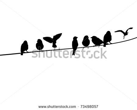 450x362 A Silhouette Of Birds On A Wire, Vector Illustration