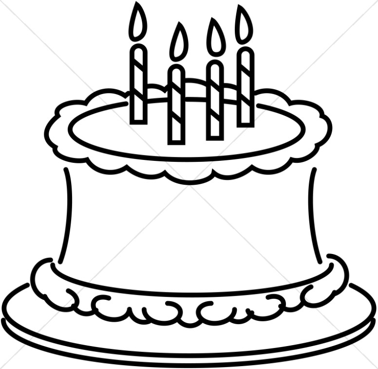 776x757 Birthday Clip Art Black And White Layered Cake