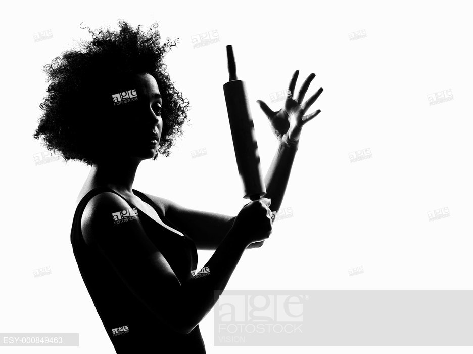 936x700 Beautiful Funny Young Afro American Woman Rolling Pin