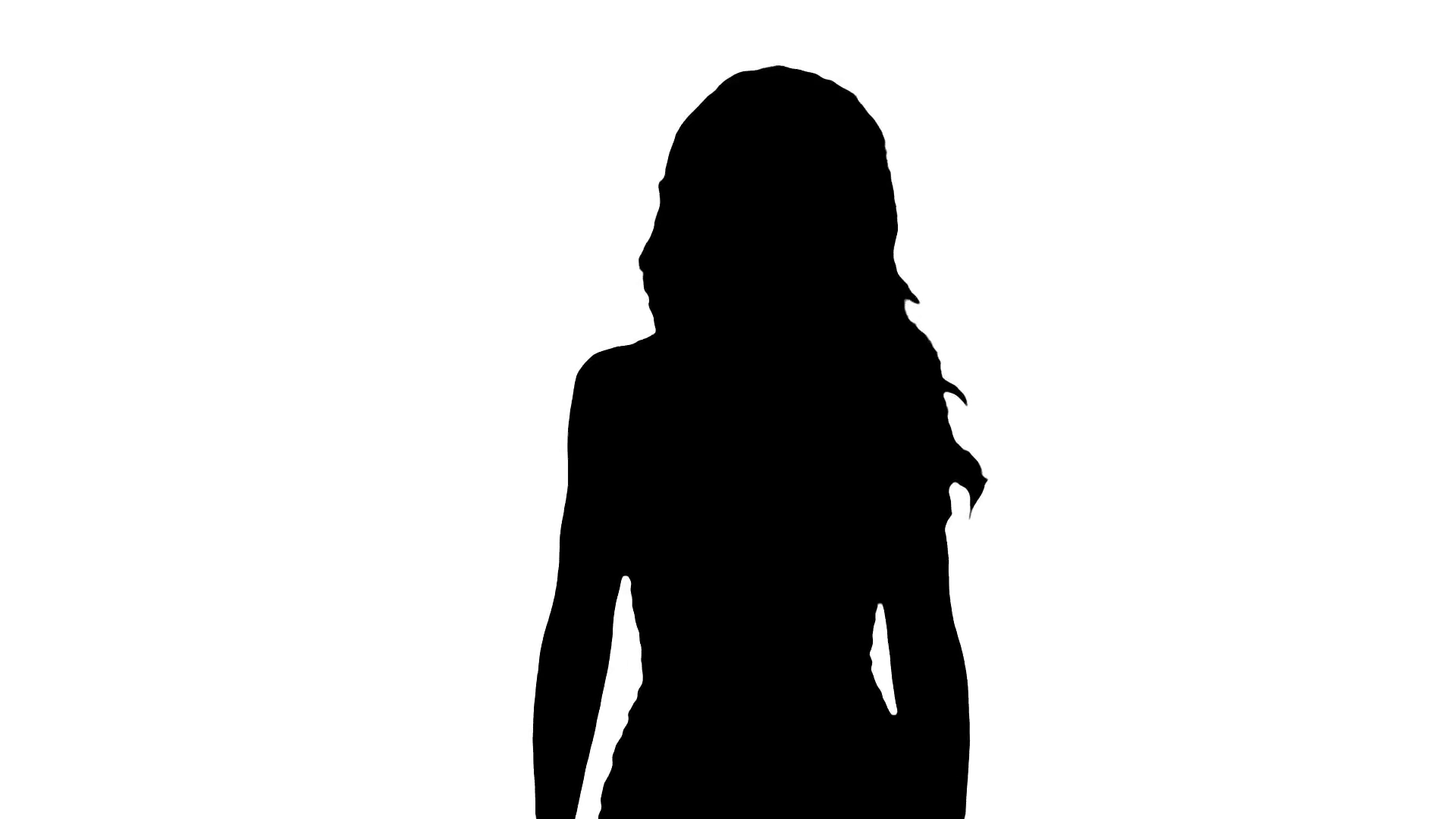 1920x1080 Black Female Silhouette On White Background Stock Video Footage