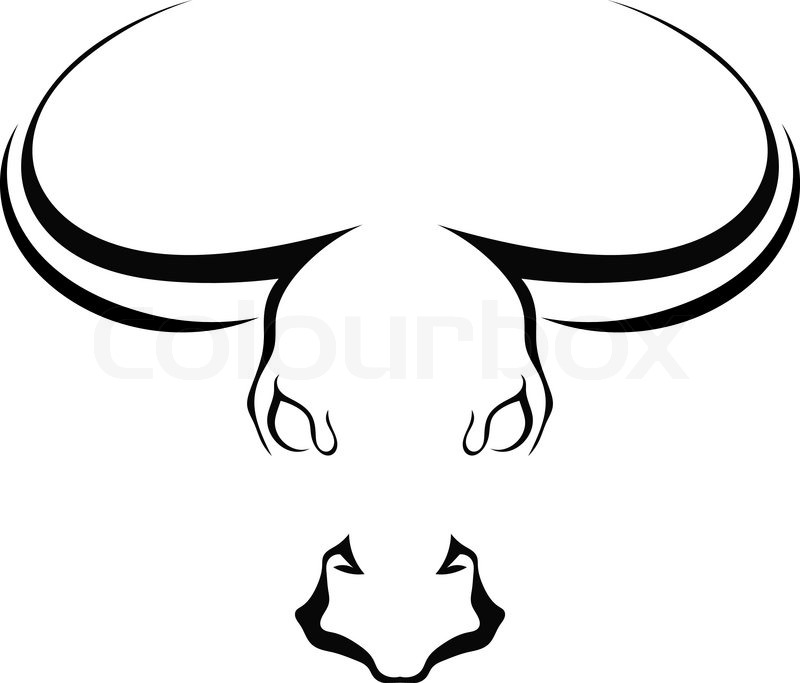 800x683 Sketch Black Silhouette Of A Bull's Head Isolated On A White
