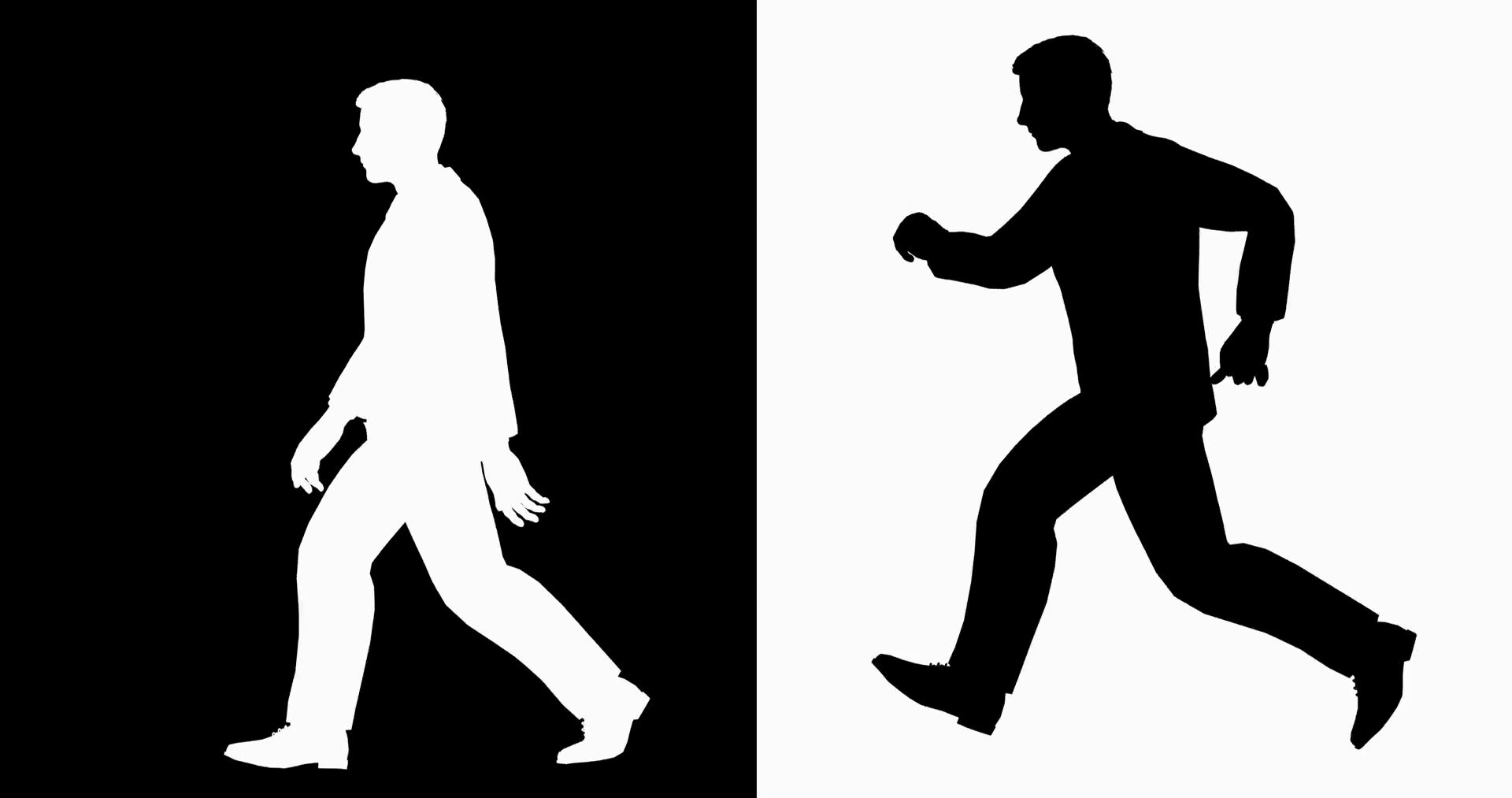 1920x1013 Male Silhouette Walking And Run Loop. A Man Walking And Running