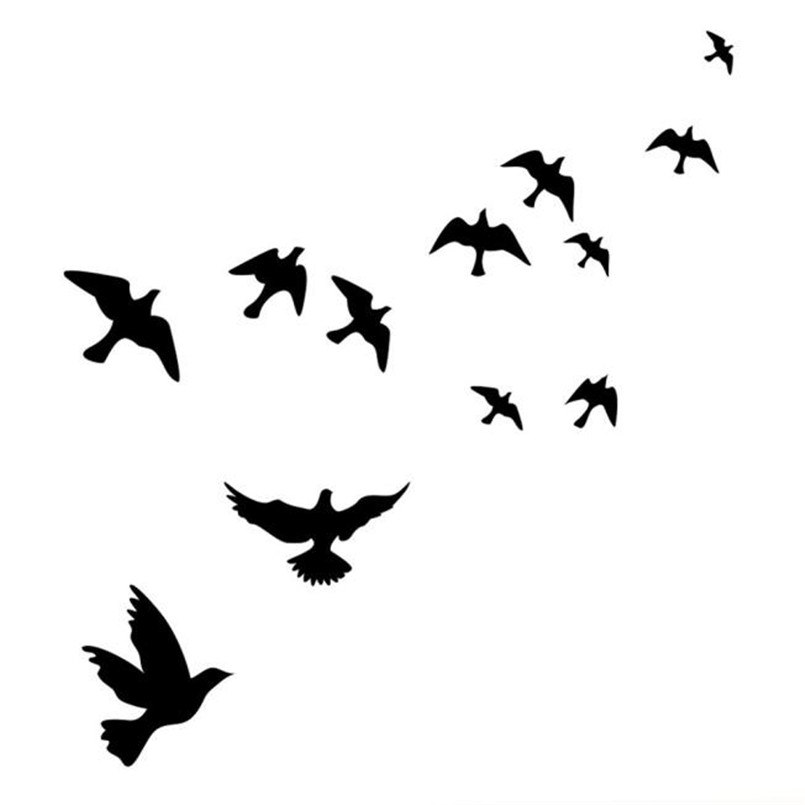 805x805 White Black Birds Wall Decals Mural Sticker Removable Home Room