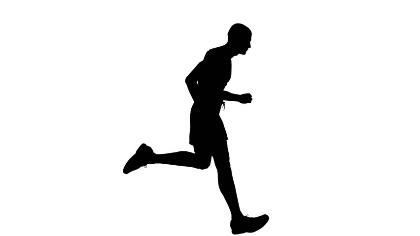 852x480 Animated Silhouette Loop Of A Man Running On A White Background