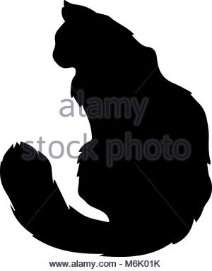 300x383 Sitting Cat. Vector Black Silhouette Stock Vector Art
